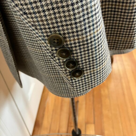 Jack Victor Brown and Tan Houndstooth Suit Jacket Size 42R - Picture 2 of 8